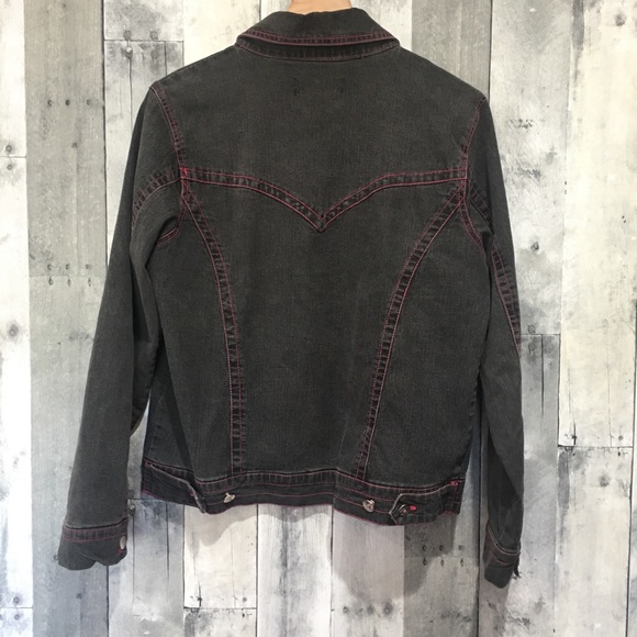 Vezucci Hot Pink Trim & Rhinestone Jean Jacket - Picture 6 of 8